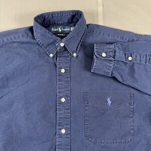 Vintage 90s Polo Ralph Lauren Blake Shirt Mens M Blue Pony Logo